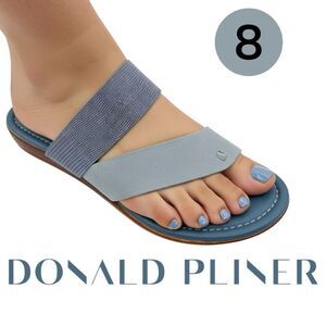 Donald Pliner Women's Galena Leather Toe Post Slip-On Sandals Blue Size 8 Blue